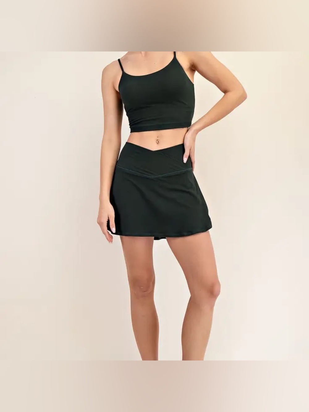 NWT Rae Mode Butter Soft V Shaped High Waist Skort Regency Green